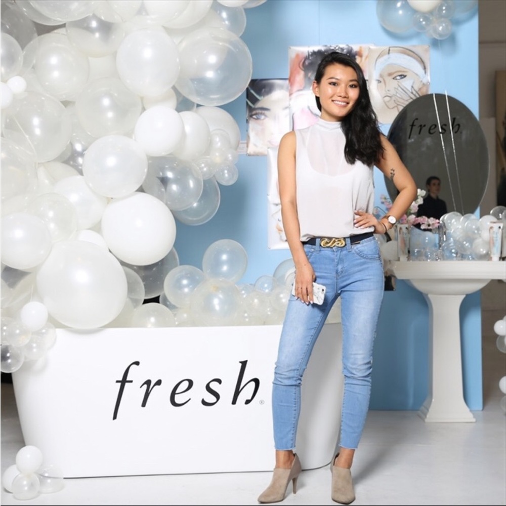 French Connection sheer grey sleeveless turtleneck top